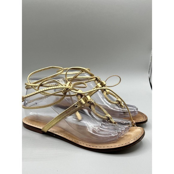 Lilly Pulitzer Shoes - LILLY PUlITZER~ Woman’s Lacey Sandal Gold Metallic tie on with Tassels Sz 6.5